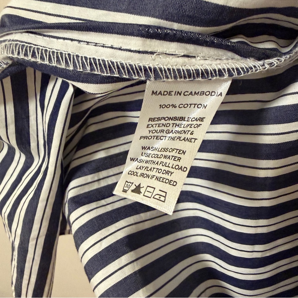 Hill House Home XS Cosima Smocked Navy Striped Midi Dress - Picture 6 of 7